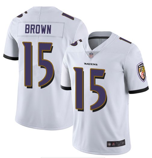 Men Baltimore Ravens 15 Brown White Nike Vapor Untouchable Limited NFL Jerseys